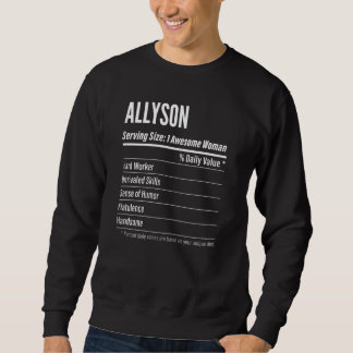 Womens Allyson  Nutritional Facts Serving Size Cal Sweatshirt