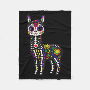 Womens Alpaca Llama Mexican Sugar Skull Calavera Fleece Blanket