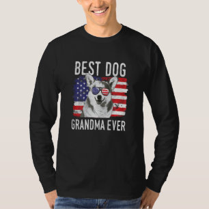 Womens American Flag Best Dog Grandma Ever Cardiga T-Shirt