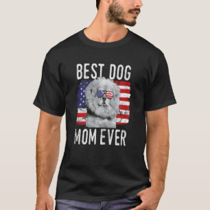 Womens American Flag Best Dog Mum Ever Tibetan Mas T-Shirt