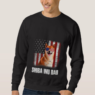 Womens American Flag Best Shiba Inu Dad Ever Tee D