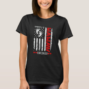 Womens American Flag Promoted To Mamaw 2023 Mother T-Shirt