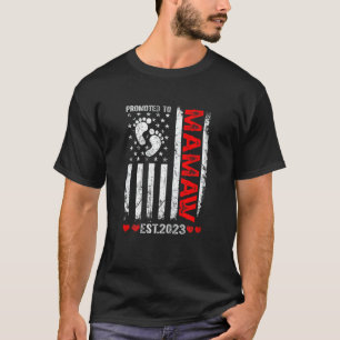 Womens American Flag Promoted To Mamaw 2023 Mother T-Shirt