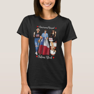 Womens American Raised Chilean Blood Usa Flag Chil T-Shirt