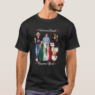 Womens American Raised Mexican Blood Usa Flag Patr T-Shirt
