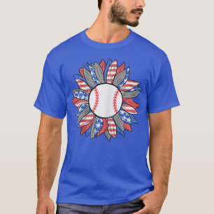 Womens American Sunflower Baseball 4th of July Ind T-Shirt