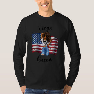 Womens American Virgo Queen Afro African Zodiac Us T-Shirt