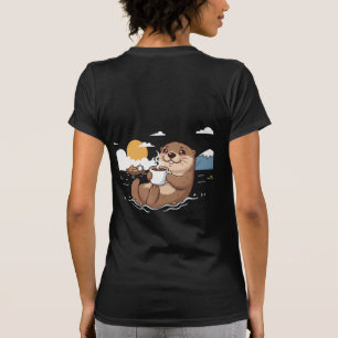 Womens an Otter Coffee Funny Sea Otter V-Neck T-Sh T-Shirt