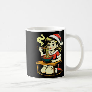 Womens Anime Ramen Xmas Kawaii Santa Girl Eating J Coffee Mug