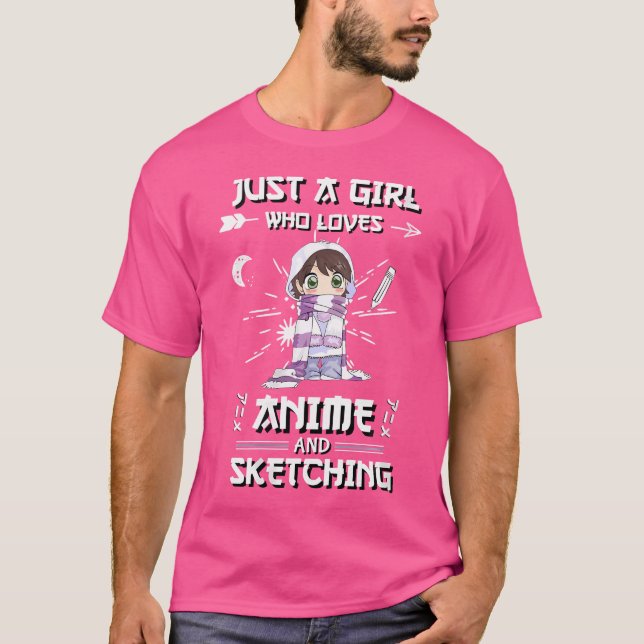 Womens Anime  Sketching Just A Girl Who Loves Anim T-Shirt (Front)