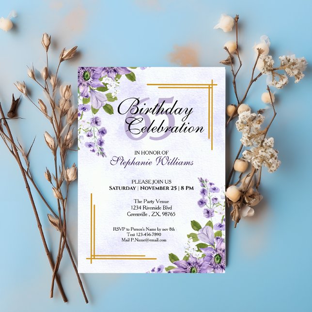 Women's Any Age Birthday Floral Classic Elegant Invitation (Creator Uploaded)