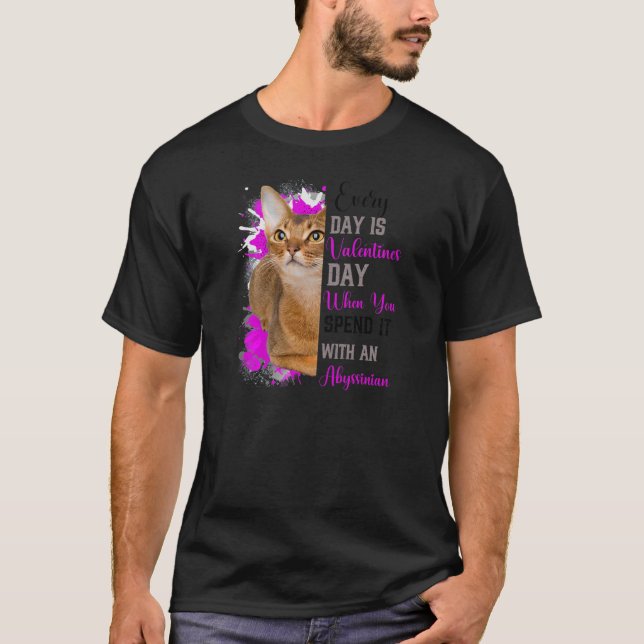 Womens Anyssinian Cat Mum Valentines Day Cat Mama T-Shirt (Front)