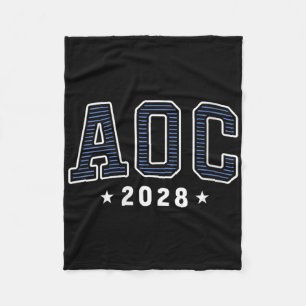 Womens Aoc 2028 Simple Preppy Varsity V-neck Fleece Blanket
