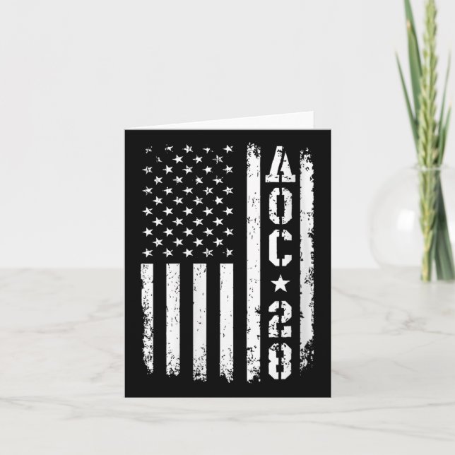 Womens Aoc 2028 Us Flag V-neck  Card (Front)