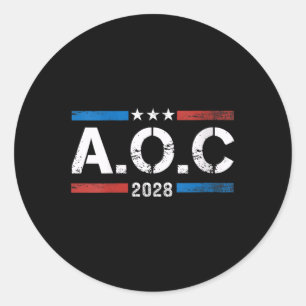 Womens Aoc Alexandria Ocasio Cortez 2028 For Presi Classic Round Sticker
