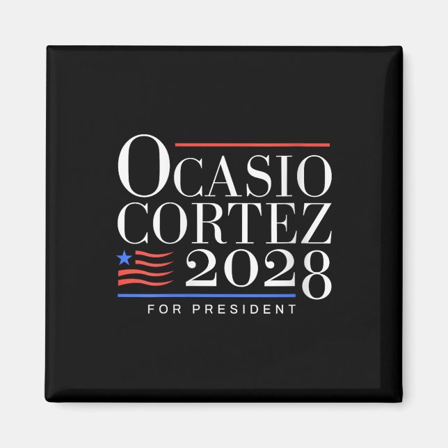 Womens Aoc For President 2028 V-neck  Magnet (Front)