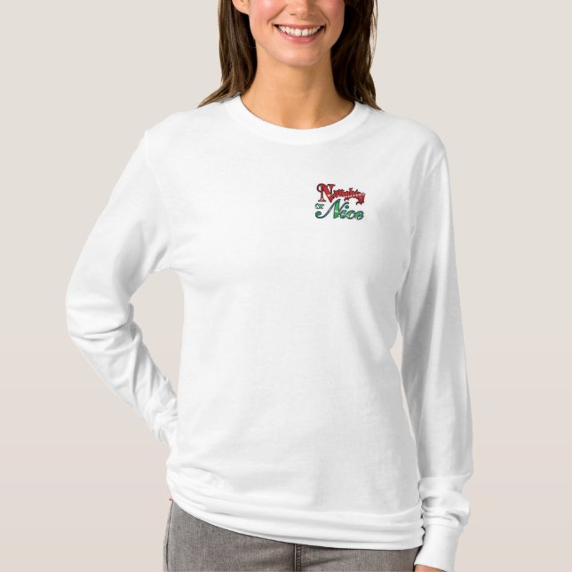 Women's Apparel Fine Jersey TShirt Naughty or Nice (Front)