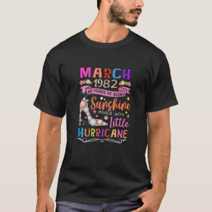 Womens April 1982 40 Years Of Being Awesome Floral T-Shirt