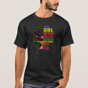 Womens April Girl She Slays & Prays  April Birthda T-Shirt