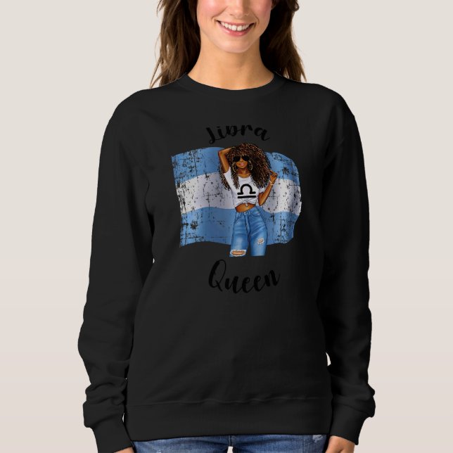 Womens Argentina Libra Queen Afro Hair African Arg Sweatshirt (Front)