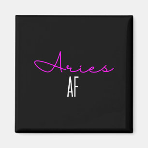 Womens Aries Af Pink Writing _ Funny Zodiac Aries Magnet