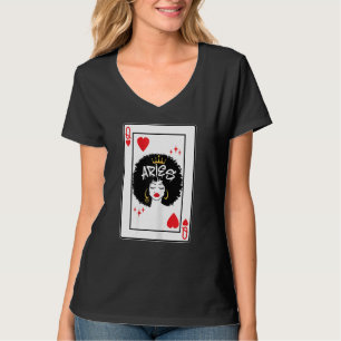 Womens Aries Astrology Black Queen Hearts Blackjac T-Shirt