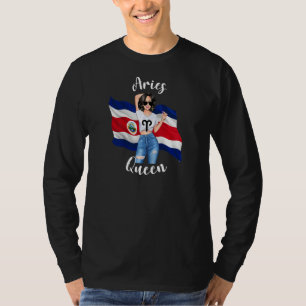 Womens Aries Queen From Costa Rico Costa Rican Fla T-Shirt