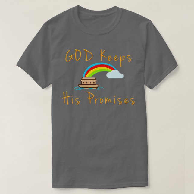 Womens Ark and Rainbow God Keeps His Promises Noah T-Shirt (Design Front)