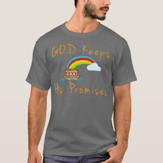 Womens Ark and Rainbow God Keeps His Promises Noah T-Shirt