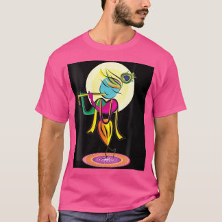 Womens Artistic Colourful Lord Shri Krishna With F T-Shirt