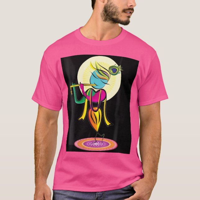 Womens Artistic Colourful Lord Shri Krishna With F T-Shirt (Front)