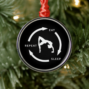 Women's Artistic Gymnastics Eat Sleep Repeat Sport Metal Tree Decoration