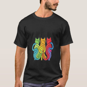 Womens Arty Rainbow Puzzle Rainbow Cat Rave V-Neck T-Shirt