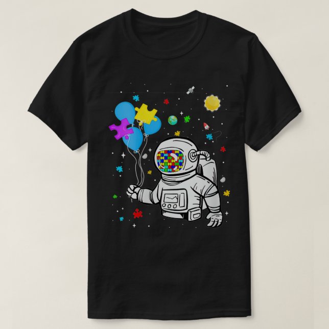 Womens Astronaut Balloon  Autism Awareness Space K T-Shirt (Design Front)