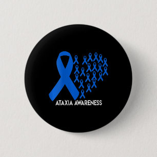 Womens Ataxia Awareness blue ribbon Gift V-Neck T- 6 Cm Round Badge