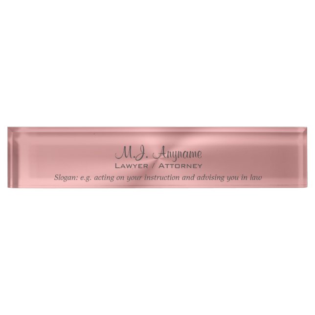 Womens Attorney Luxury pink with slogan Nameplate (Front)