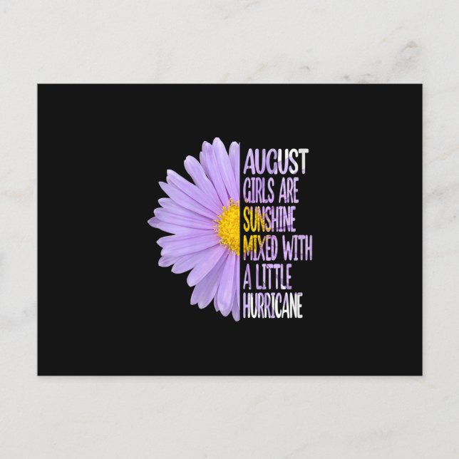 Womens August Birthday Womens Gift Funny Daisy Announcement Postcard (Front)
