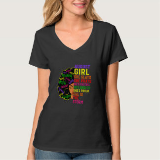 Womens August Girl She Slays & Prays  August Birth T-Shirt