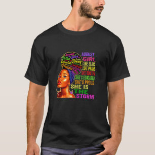 Womens August Girl She Slays & Prays  August Birth T-Shirt