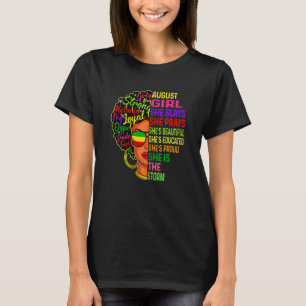 Womens August Girl She Slays & Prays Birthday Girl T-Shirt