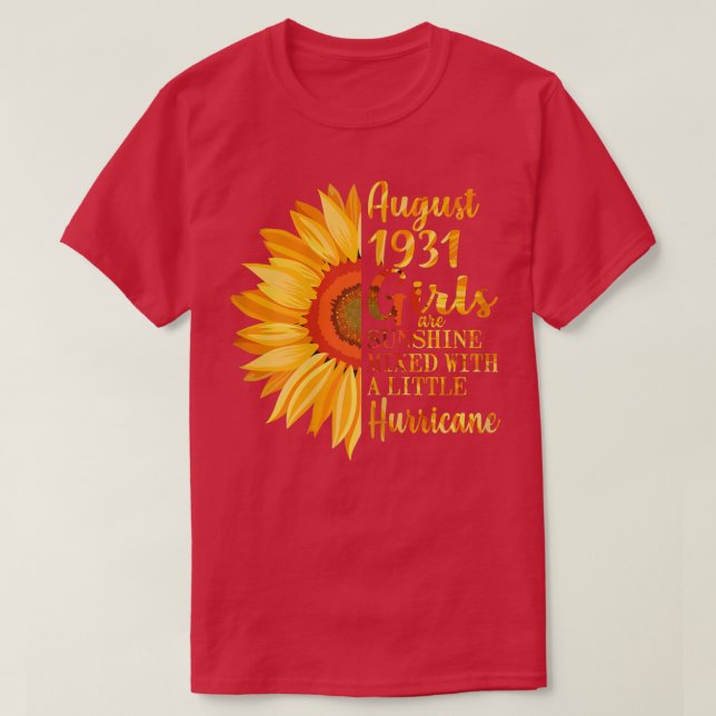 Womens August Girls 1931  91st Birthday Gifts 91 Y T-Shirt (Design Front)