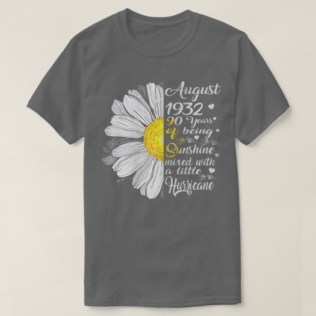 Womens August Girls 1932 Birthday Gift 90 Years Ol T-Shirt (Design Front)