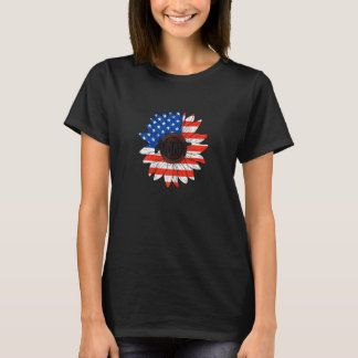 Womens Aunt 4th Of July Usa Sunflower Cute Auntie  T-Shirt