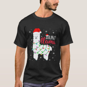 Womens Aunt Llama  Llama Aunt Christmas Santa Hat  T-Shirt