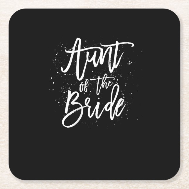 womens aunt of  bride simple bridal shower wedding square paper coaster (Front)