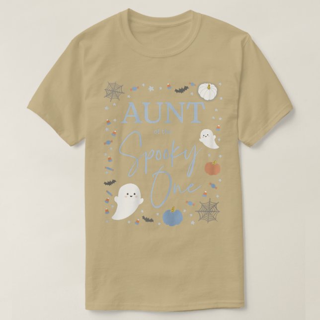 Womens Aunt of the Spooky One First Birthday Blue  T-Shirt (Design Front)