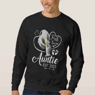 Womens Auntie 2023 Mother's Day First Time Auntie Sweatshirt