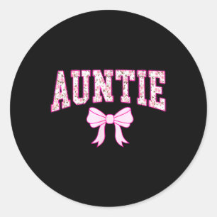 Womens Auntie Coquette Bow Pink Aesthetic Mothers  Classic Round Sticker