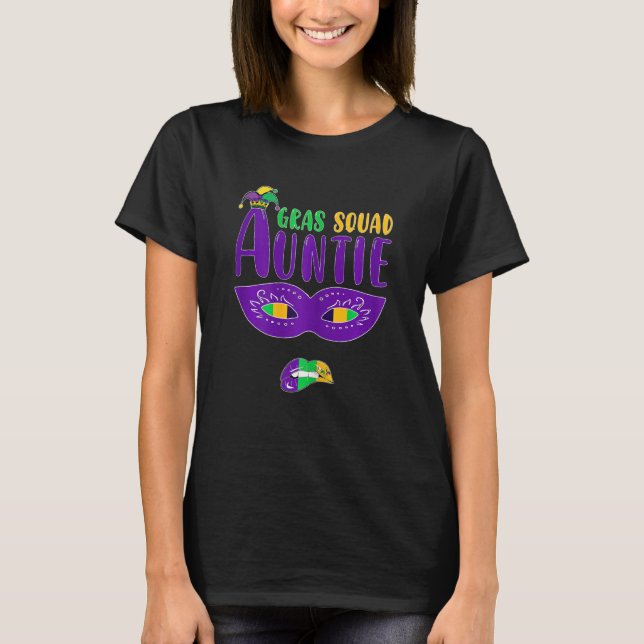Womens Auntie Gras Squad Unique Mardi Gras Jester  T-Shirt (Front)