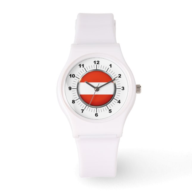 Women's Austria Flag Sporty White Silicon Watch (Front)